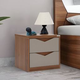 Royaloak Brown & Grey Square Wooden Malaysian Bedside Table-45