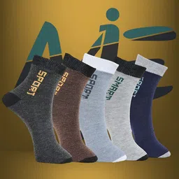 MJE Pack Of 5 Printed Mid Rise Ankle Length Socks-39