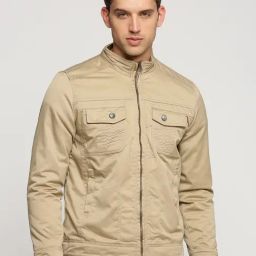 SHOWOFF Beige Cotton Slim Fit Jacket-25