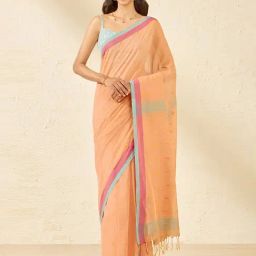 Taneira Orange Pure Cotton Jamdani Saree With Unstiched Blouse-picture-21