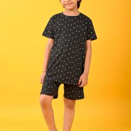 Anthrilo Boys Black Printed Shorts Set-image-9