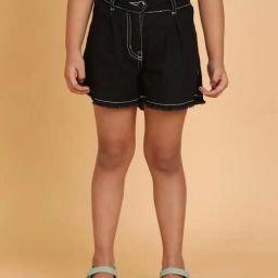 Tales And Stories Girls Black Cotton Washed Shorts-picture-33