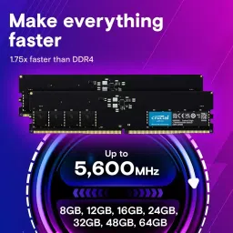 Crucial By Micron UDIMM RAM 16 GB DDR5 5600 MHz for Laptop & Desktop, CT16G56C46U5 image 3