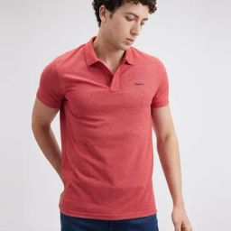 Pepe Jeans Dark Red Regular Fit Self Pattern Polo T-Shirt-image-70