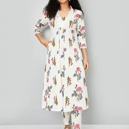 max Women Floral Printed Regular Pure Cotton Kurta with Trousers-52