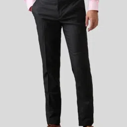 Raymond Black Slim Fit Checks Trousers-image-75