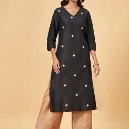 YU by Pantaloons Black Embroidered Straight Kurta-image-40