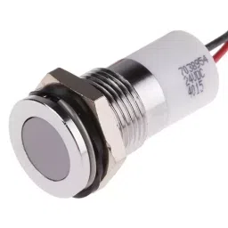 RS PRO White Panel Mount Indicator 24V DC, Mounting Hole Size 14 mm, Termination Type Lead Wires, IP Rating IP67, Model No 7038954-14