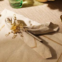 Pure Home and Living Beige Linen Embroidery Table Napkins-image-20