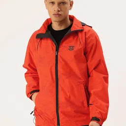 FIFTY TWO Geometric Printed Hooded Rain Jacket-image-17
