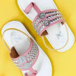 Madras Trunk Kids White Toe Ring Sandals-image-77