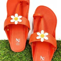 Madras Trunk Women's Orange Toe Ring Sandals-image-73
