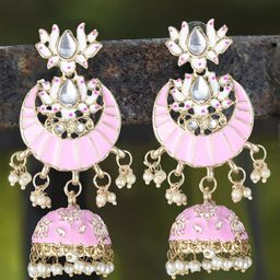 Anouk Gold-Plated Stones Studded and Beaded Crescent Shaped Chandbalis-26