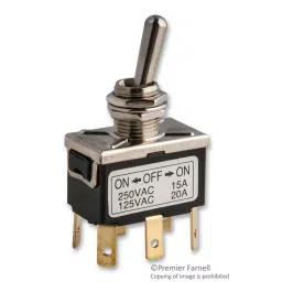 MULTICOMP PRO Toggle Switches SWITCH, TOGGLE, DPDT, 20A, 125V, SPC21167-63
