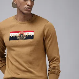 U.S. Polo Assn. Brand Logo Self Designed Pure Cotton Pullover-image-54