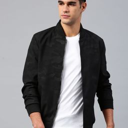 HRX by Hrithik Roshan Men Black & Grey Camouflage Printed Running Bomber Jacket-picture-25