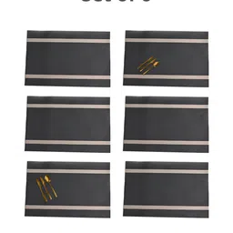 MARKET99 Brown & Black 6 Pices Textured Table Placemats-20