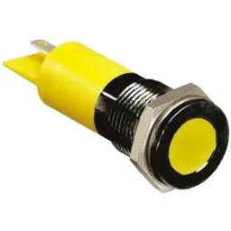 RS PRO Yellow Panel Mount Indicator 12V DC, Mounting Hole Size 14 mm, Termination Type Solder Tab, IP Rating IP67, Model No 7038875-14
