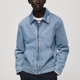 MANGO MAN Pure Cotton Quilted Denim Jacket-image-37
