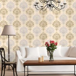 INDIAN ROYALS Beige & Grey Printed Self-Adhesive & Durable WallSticker-image-47