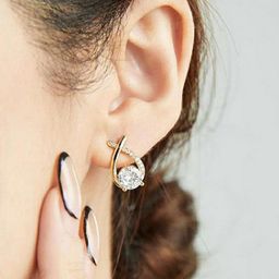 PolluxCraft Korean Gold-Plated Artificial Stones Studded Teardrop Shaped Studs-picture-2