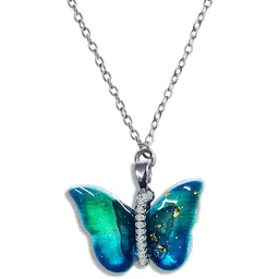 Airtick Blue Butterfly Wing Locket Pendant With Chain-10