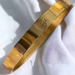 LAKSH Men Stainless Steel Gold-Plated Kada Bracelet-image-28