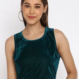Mayra Round Neck Sleeveless Velvet Crop Top-picture-49