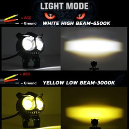 OBEROI'S TRADERS 1 YEAR WARRANTY 2 Led OWL Shape Fog White/Yellow light High & Low Beam | Flashing Mode With On-Off Switch | Fog Lamp, Dash Light, Motorbike, Car, LED (Pack of 2) image 5