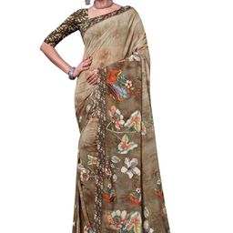 PARVOTSAV Beige Polyester Saree-image-66