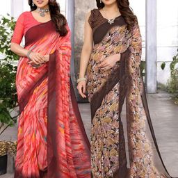 Moda Rapido Pack Of 2 Printed Pure Georgette Saree-image-61