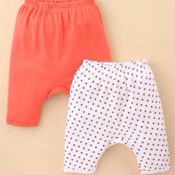 Ben Benny Cotton Knit Full Length Diaper Legging Stars Print Pack Of 2 - Orange & White-image-93