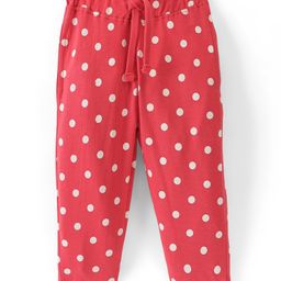 Babyhug Cotton Looper Full Length Lounge Pant Polka Dots - Red-image-75