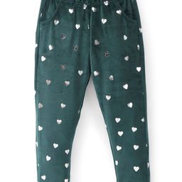 Babyhug Fleece Full Length Woollen Pant Star Design - Green-image-31