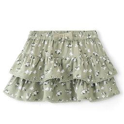 Babyhug Rayon Woven Mid Thigh Length Floral Printed Layered Skirt - Light Olive-image-81