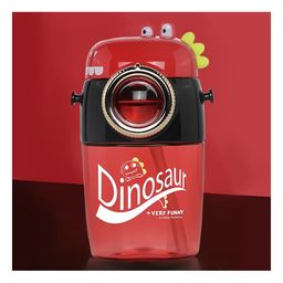 SCHOOLISH Cartoon Dinosaur Pattern Camera Shape Straw Cup Kids Portable Harness Special Plastic Water Bottle 420ml - PACK OF 1 - COLOR MAY VAY-image-36