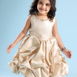 Mark & Mia Woven Sleeveless Knee length Partywear Balloon Frock - Golden-image-57