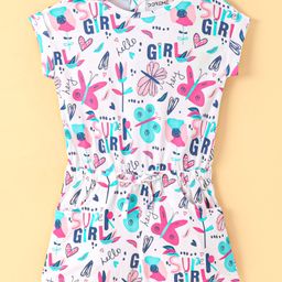 Doreme Single Jersey Sleeveless Jumpsuits With Butterfly Print - White & Pink-image-70