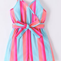 Kookie Kids Sleeveless Striped Jumpsuit - Pink & Blue-image-82