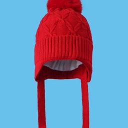 Pine Kids Woolen Cap With Pom Pom Applique - Red-picture-10