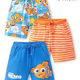 Babyoye Disney Cotton Knit Striped Shorts with Finding Nemo Graphics Pack of 3 - Multicolour-image-32
