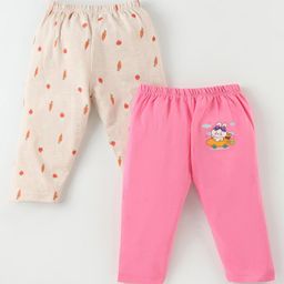 Ben Benny 100% Cotton Interlock Knit Full length Legging with Carrot & Rabbit  Print Pack of 2 - Beige & Pink-image-20