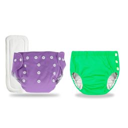 Chinmay Kids Combo of Baby Swim Diaper Waterproof Reusable Leakproof Adjustable Pool Swimsuit & Adjustable Size Baby Cloth Button Diaper Washable/Reusable Nappies for Infants With White Insert-21