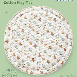 Bonfino Cotton Round Mat African Safari Print - Green & White-19