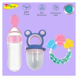 Joy Buzz Baby Food Feeder Nibbler & Rattle Teether Combo - Multicolor-17