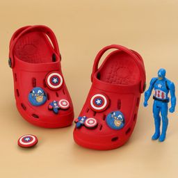 Marvel by Yellow Bee Solid Perforated Avengers Clogs With Shield & Captain America Charms - Red-image-94