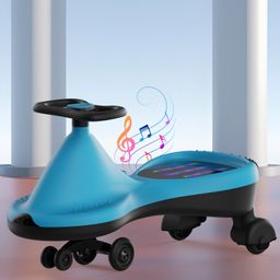 Kids Swing Car with Light & Music | Easy to Handle| Built for Rough Play| Encourages Physical Activity| Smooth Wheels| Colorful LED Lights - Blue-17
