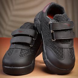 asian Placement Striped Velcro Closure Shoes - Black-image-63