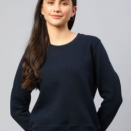 Xpose Women Solid Round Neck Wool Pullover Sweatshirt-picture-3