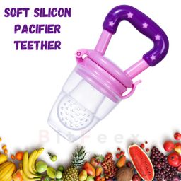 BitFeex Apple Silicone Food Fruit Nibbler with Extra Mesh Soft Pacifier Feeder Teether for Infant Baby Elegant BPA Free-Pack of 2pcs image 3